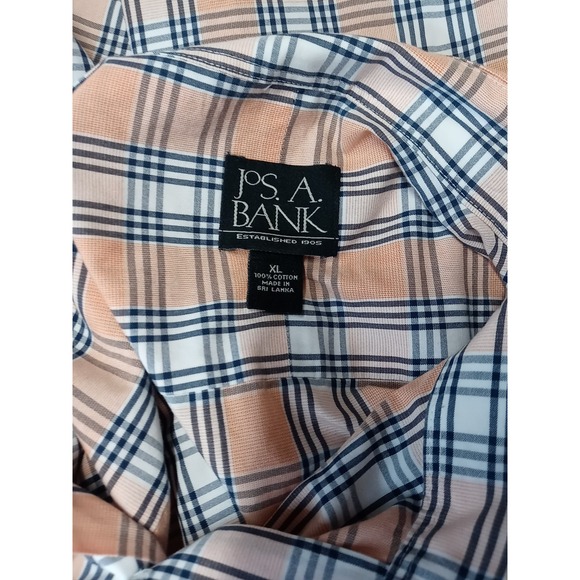 VTG Jos. A. Bank Plaid Shirt Men's Size XL Button Down Pastel Short Sleeve Shirt - Picture 10 of 10
